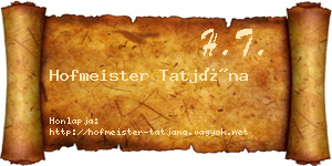 Hofmeister Tatjána névjegykártya